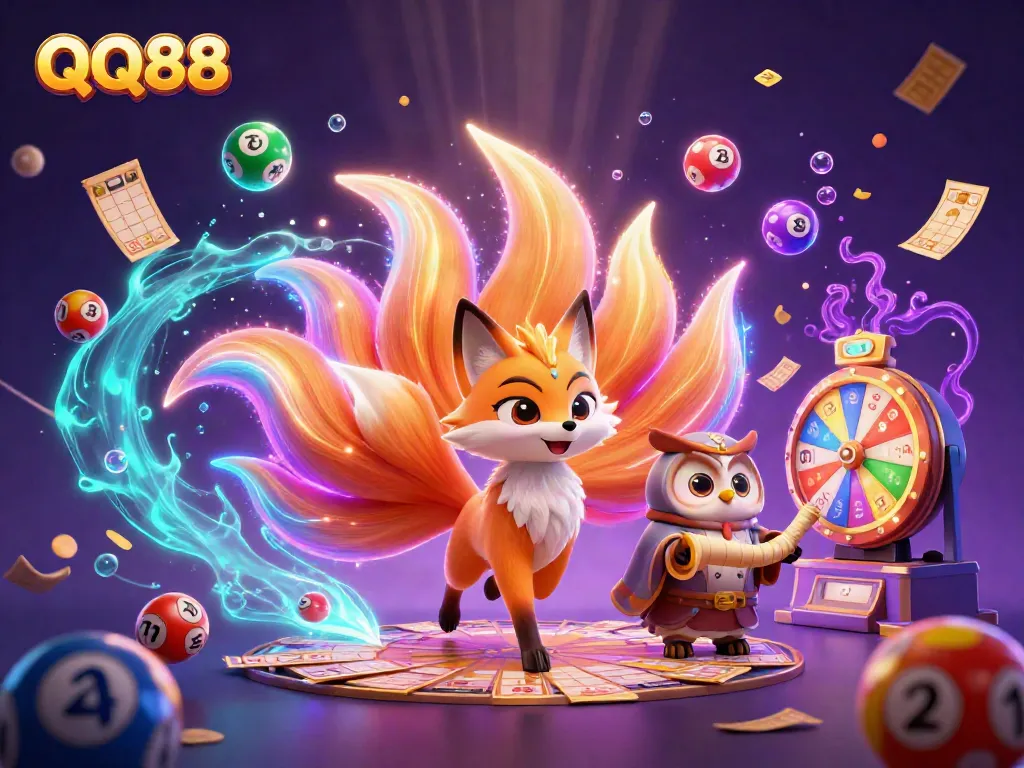 Engage in thrilling QQ88 adventures with dynamic lottery balls and magical characters.