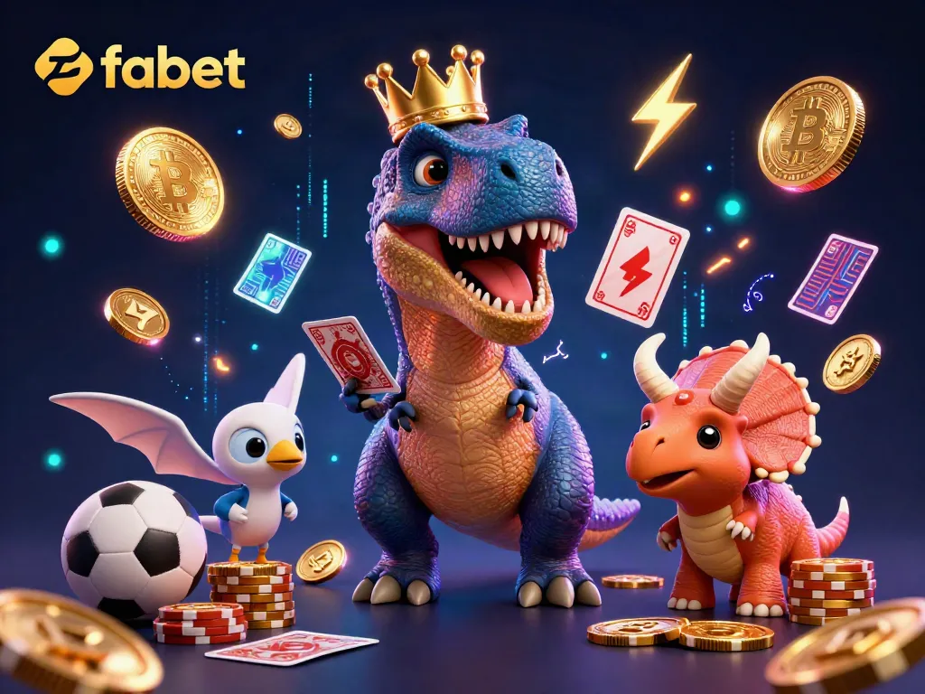 Experience the thrill of betting strategies with fabet in this vibrant casino scene featuring friendly dinosaurs.
