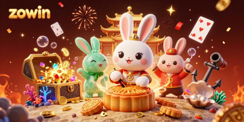 Engage in thrilling gaming with zowin elements like poker chips and festive decorations.