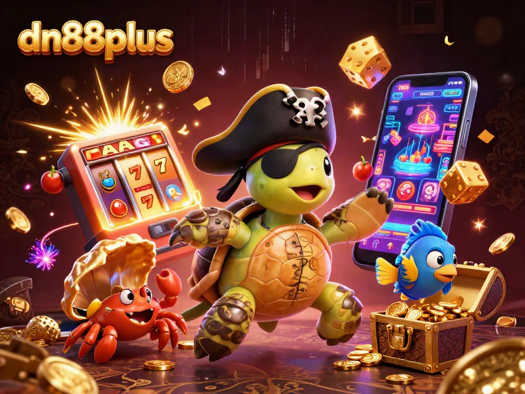 Experience jackpots with dn88plus featuring a pirate turtle and treasure elements