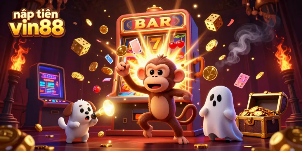 Engage with the exciting world of nạp tiền vin88 through lively casino imagery featuring playful characters.
