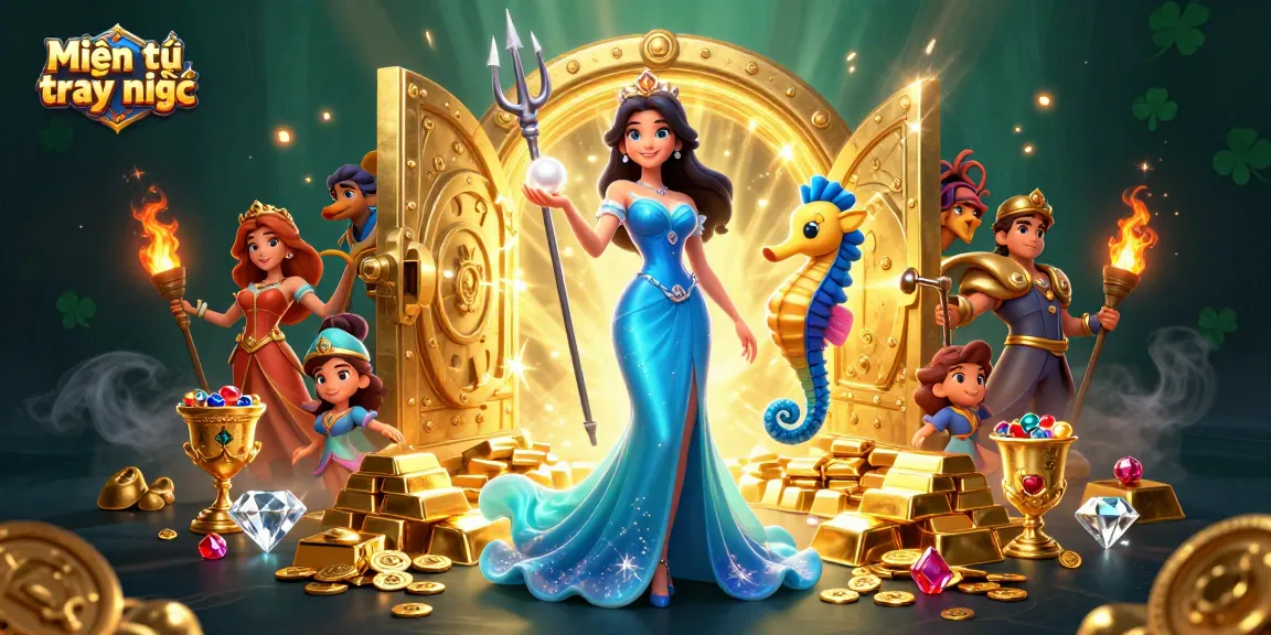 Engage with Miễn trừ trách nhiệm in a vibrant underwater casino scene with treasure elements.