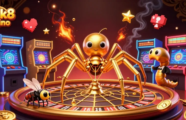 Engage with Luck8 Casino's thrilling experience of a roulette game, animated scene with vibrant characters and gold.