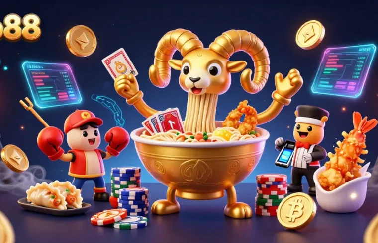 Engage in thrilling gaming experiences at Go88 with vibrant characters and dynamic crypto elements.