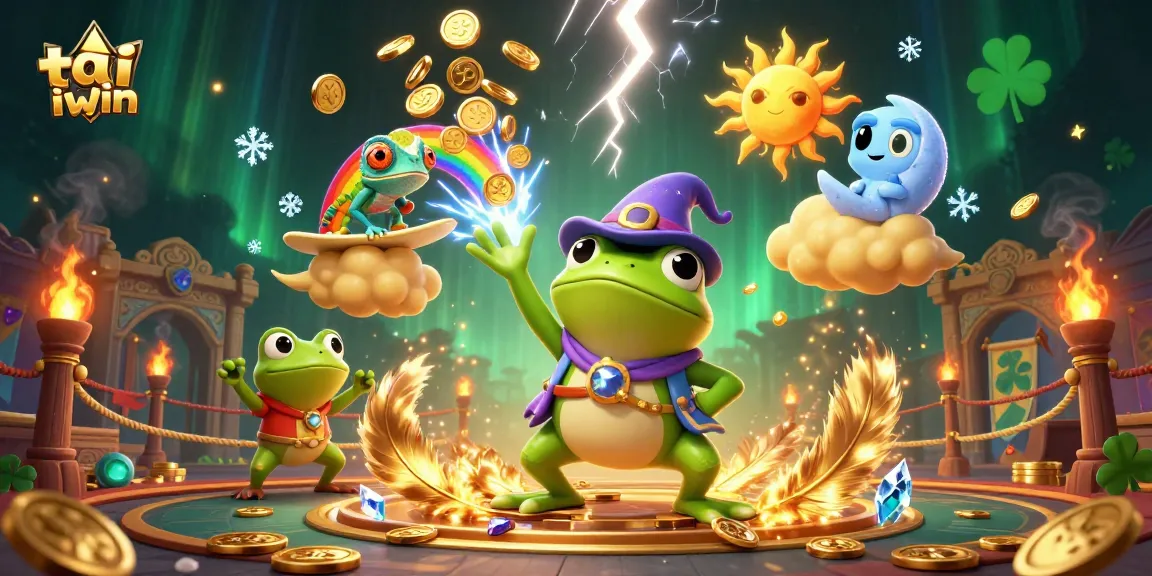 Experience the thrill of tai iwin with golden coin storms and colorful characters in a vibrant casino scene.
