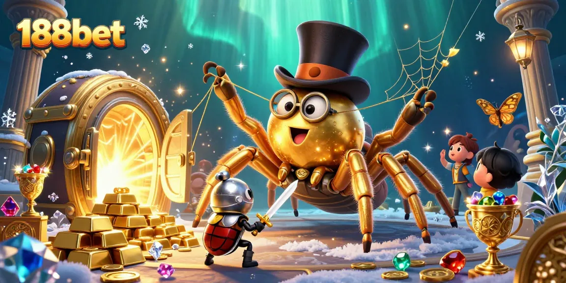 Engage with the thrilling world of 188bet in a vibrant 3D casino illustration featuring dynamic gaming elements.
