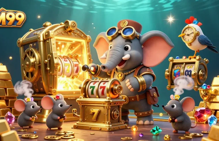 Engage in thrilling gameplay at MM99 with creative 3D steampunk characters illuminating casino excitement.